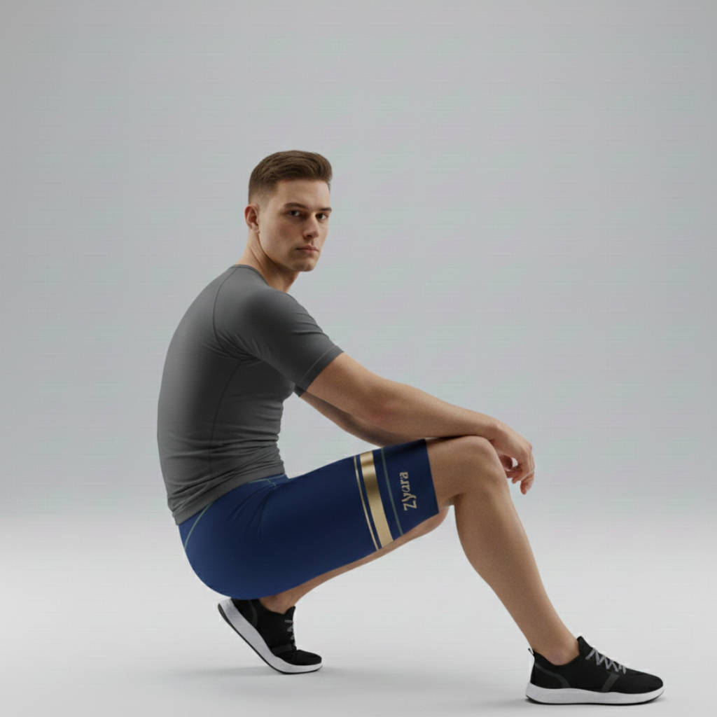 Zylará Core Cycling Shorts side profile view with a man sitting 